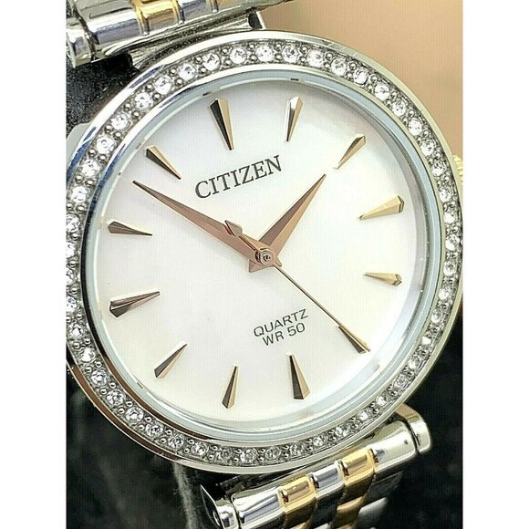 Citizen Women's Watch ER0216-67D Quartz White Mother of Pearl Dial Two Tone - Picture 1 of 13